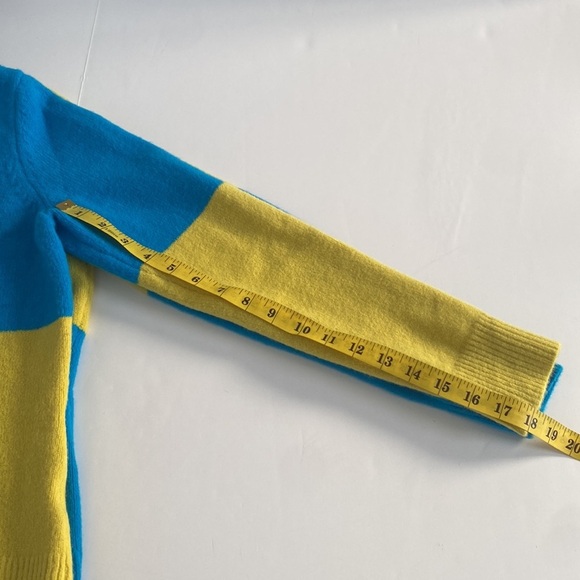 2/$25 Yellow blue color block 90’s casual button up V-neck cardigan sweater sz S - Picture 7 of 7